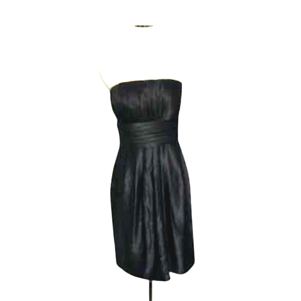 Bill Levkoff Black Satin Mini Dress 8 Cocktail Party Formal Gown Strapless Sexy